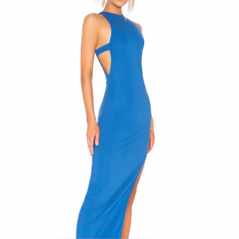 NBD NWT Cobalt Blue Sleeveless Late Night Cut-Out Maxi Gown M - Picture 3 of 16